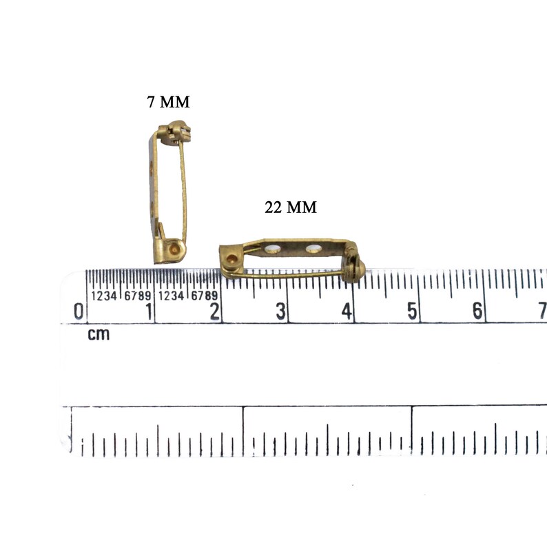 Broche arrière à deux trous en laiton pour fabrication de broche, fermoir, attaches arrière en couleur or 20 pièces taille : 7 x 22 mm image 2