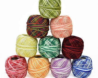 Crochet Cotton Size 20 Thread,Crochet cotton yarn,Mercerized Cotton threads-10 Roll Combo (Weight/Roll: 20 Gram)