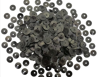 Metal Sequins Brass metal beads Round Shape Centre-Hole in Gunmetal Color Sequins Spangles Paillettes -6MM (100 Grams)