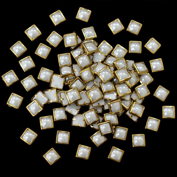 Kundan Bead/Off White Glue on Kundan stone in Flat Back Mount/Kundan Bead for decoration,embellishment of sarees,lehenga-250 Piece