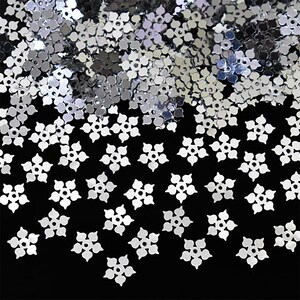 8MM sequins, Pailettes, Flower Sequins,Flower Paillettes,Loose Sequins, Center Hole Sequins ,Sequins for Craft in Silver  Color-50 Grams