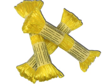 Raffia Ribbon Nylon String Cord for Raffia embroidery Craft gift wrapping and decoration in Yellow Colour in Luster Finish-Per Roll 20 Meter
