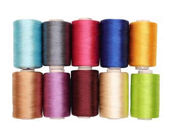 Art Silk Thread ,Art Embroidery silkyarn,Embroidery Thread,indian silk thread,Viscose Rayon Silk thread-Combo Pack of 10 Colors-984Yard/Roll