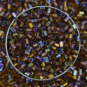 Miyuki Delica 11/0 Purple and Gold Color/Miyuki Hexagon 2Cut Beads/Delica Beads/Hex Cut Miyuki Delica Seed Beads/Delica hex cut beads-25Gram