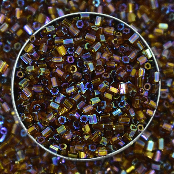 Miyuki Delica 11/0 Purple and Gold Color/Miyuki Hexagon 2Cut Beads/Delica Beads/Hex Cut Miyuki Delica Seed Beads/Delica hex cut beads-25Gram