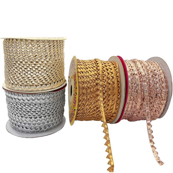 Rouleaux de bordure en dentelle Samosa pour dupatta, chemisiers et jupes plissées, 30 mètres/rouleau
