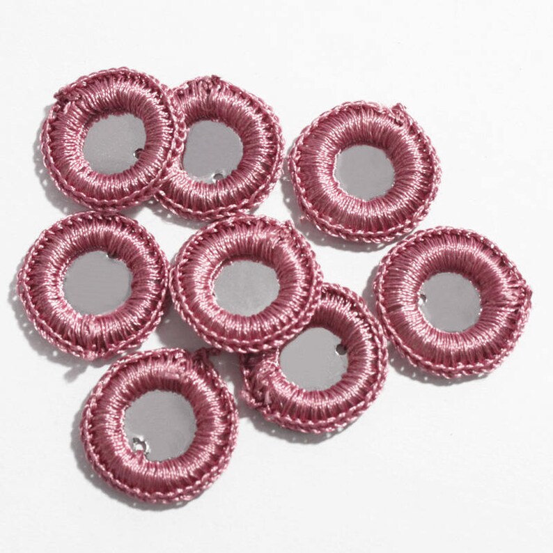 100 Pieces 18MM Pink Crochet Thread Rings With Metallic Etsy
