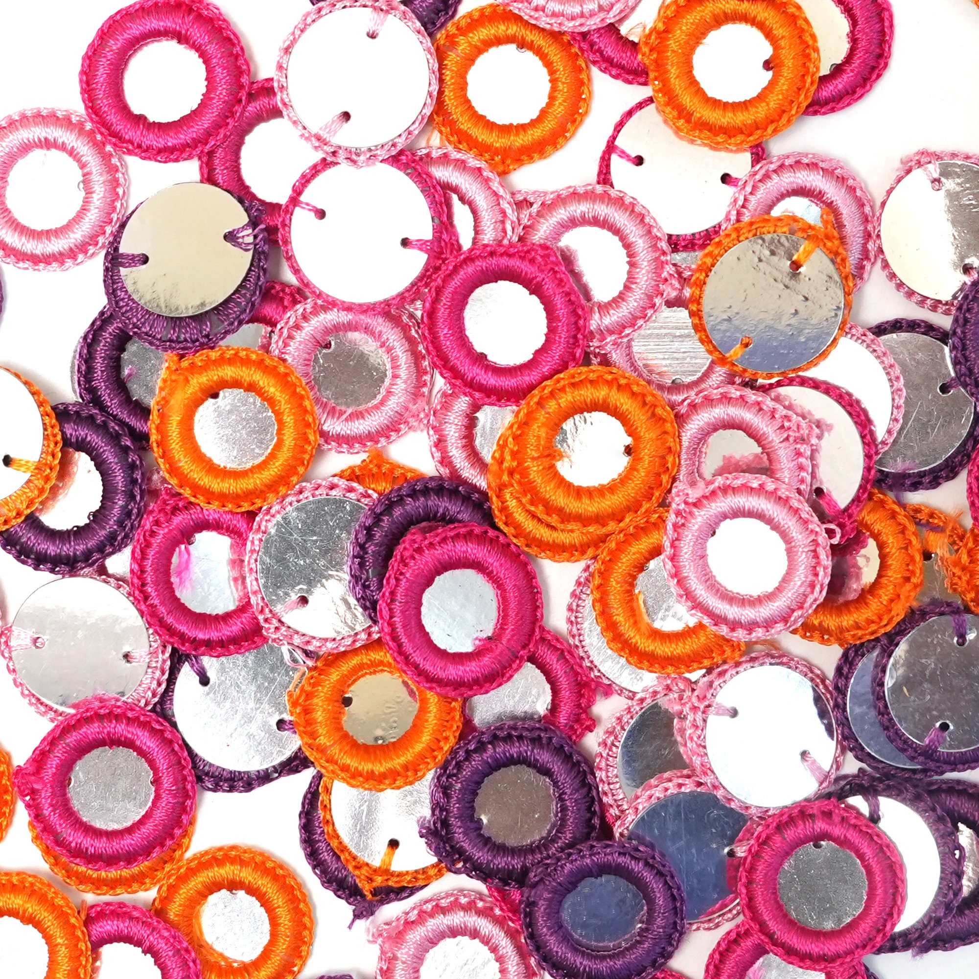 Crochet Thread Rings 4 Colour, 100 Pieces- Crochet Thread Rings Combo Pack-25 Pieces of Each ...