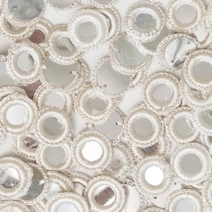 100 Pieces, 18MM White Crochet Thread Rings With Metallic Mirror -EMB1467