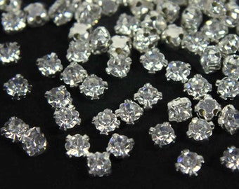 Coser piedras de cristal, cuentas de diamantes de imitación sueltas con receptor de latón, 144 piezas (1 bruto)