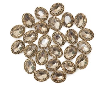 25 Pieces, Light Colorado Topaz Color Sew on Glass Crystal Stone/Rhinestones Crystal beads/Sew On Rhinestone With Claw-Catcher Made of Brass