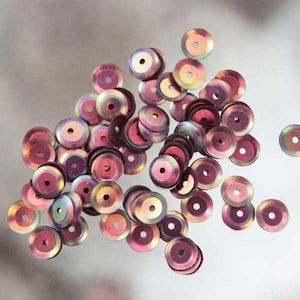 7MM,  Rose Wine Colour Rainbow Finish Sequins -EMB357