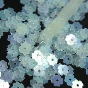 100 Grams, 5MM Flower Shape Centre Hole Cream Color Sequins- EMB4336