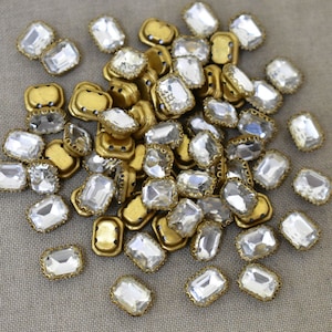 Sew on Glass Crystal Stone Loose Rhinestones Crystal beads Sew On Rhinestone With Claw Catcher Made of Brass in Clear Color -25 Pieces
