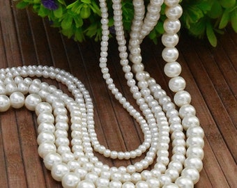 Glass Round Pearl Beads Loose Glass Beads Jewelry Findings Pearls Combo Set 5 Sizes 900 Pieces-3MM,4MM,5MM,6MM & 8MM