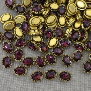 25 Pieces,Plum Color Sew on Glass Crystal Stone/Rhinestones Crystal beads/Sew On Rhinestone With Claw-Catcher Made of Brass