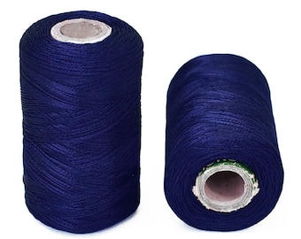 Art Silk Thread in Royal Blue Color,Art Embroidery silkyarn,Embroidery Thread,indian silkthread,Viscose Rayon Silk thread-2Roll-984Yard/Roll