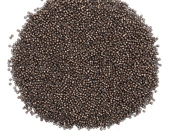 Cuentas de semillas 10/0 Redondas de vidrio, espaciadores sueltos con acabado metálico. Cuentas de semillas para la fabricación de joyas y bisutería en color dorado metálico - 100 gramos.