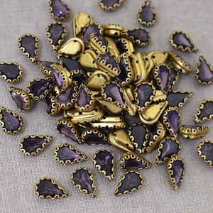 25 Pieces,Plum Color Sew on Glass Crystal Stone/Rhinestones Crystal beads/Sew On Rhinestone With Claw-Catcher Made of Brass