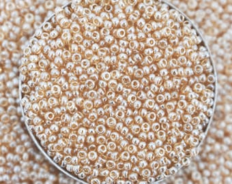 1.5MM Czech Preciosa Rocaille Seed Beads in  Creamy Gold  Color /Glass Seed Beads -100 Gram