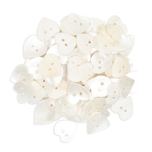MOP Button lot Mother of Pearl Buttons vintage buttons craft buttons Sewing Buttons Heart Shape Double Hole MOP Button Cream-12x12MM-72Piece
