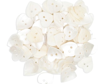 MOP Button lot Mother of Pearl Buttons vintage buttons craft buttons Sewing Buttons Heart Shape Double Hole MOP Button Cream-12x12MM-72Piece