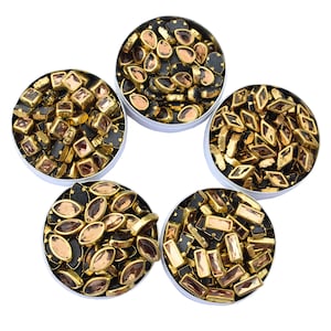 Glue on Kundan stone in Flat Back Mount Kundan Bead Jewelry making Stones embellishment in Assorted 5 Shape Combo-500Piece(100Piece/Shape)