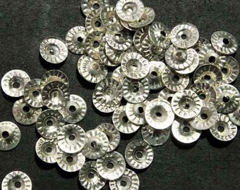 Metal Sequins Brass metal beads Round Shape Centre-Hole Silver Sequins -7 MM(100 Grams)