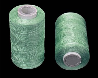 Hilo de seda de arte en color verde mar, hilo de seda de bordado de arte, hilo de bordado, hilo de seda indio, hilo de seda de rayón viscosa 2 rollos-984 yardas/rollo