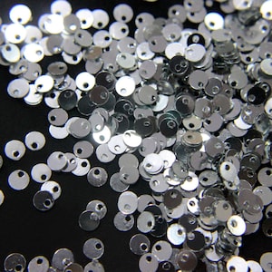 50 gram !! Top Hole Silver Colour Round Sequins-EMB4092