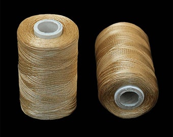 Art Silk Thread in LightBrownColor,Art Embroidery silkyarn,Embroidery Thread,indian silk thread,Viscose Rayon Silk thread-2Roll-984Yard/Roll