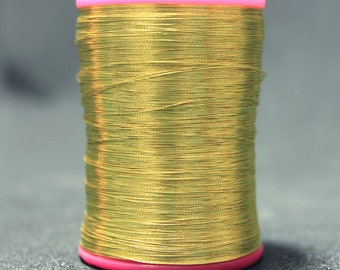 Zari Thread Real 22 Carat Gold Plated floss Yarn Hand Machine Embroidery Artwork Sewing Metallic Thread in Gold Colour-218 yards-1 Roll