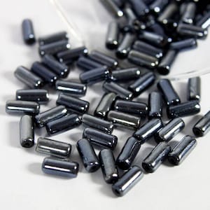 Ceramic Beads Tube Greek Unglazed lustre Finish Spacer beads for making jewelry and Craft in Gunmetal Color-300 Beads-4x10MM