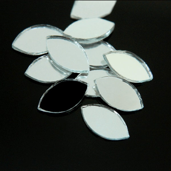 Shisha Mirror Eye Shape Mirror Embellishments Glass Mirrors in Silver color-50 Pieces(7*12MM (Approx.)