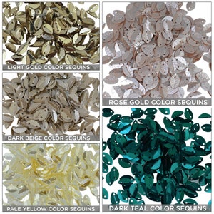 Sequins Folded Leaf Shape Double Hole Sequins Loose Paillettes Spangle Craft Embellishments Sequins -100 Grams(6x9MM)