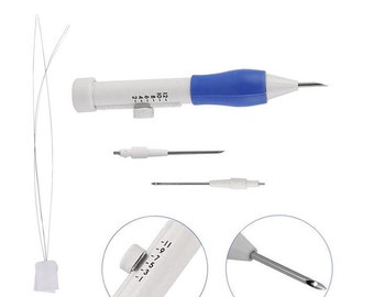 Punch Needle Tool With Set of 3 Needles & Threader/Embroidery Sewing Stitching Felting Punch Needle/Stitching Magic Embroidery Pen -1Pack