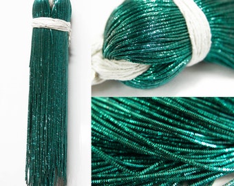 55 Yard/Packet, 1MM French Metallic Rough Wires in Emerald Green Colour (100 Grams)-