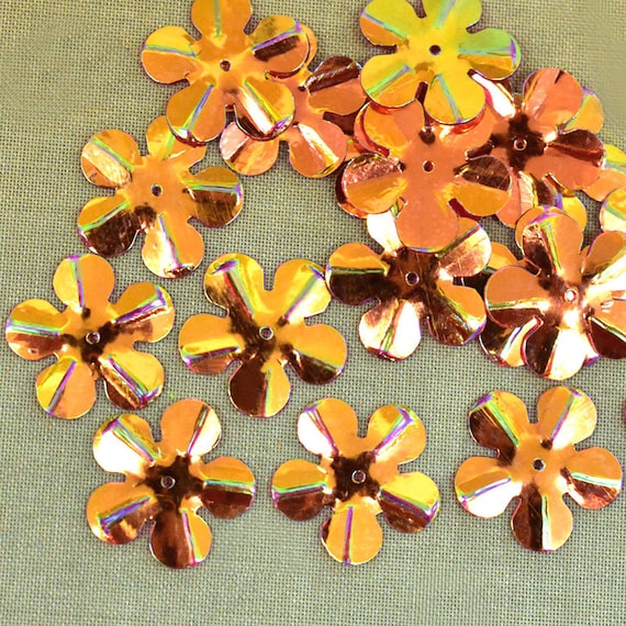 20MM, Lentejuelas con forma de flor/lentejuelas para coser/lentejuelas  sueltas/lentejuelas con orificio central/lentejuelas paillette en color  amarillo y naranja-100 gramos-EMBSQ05931 -  México