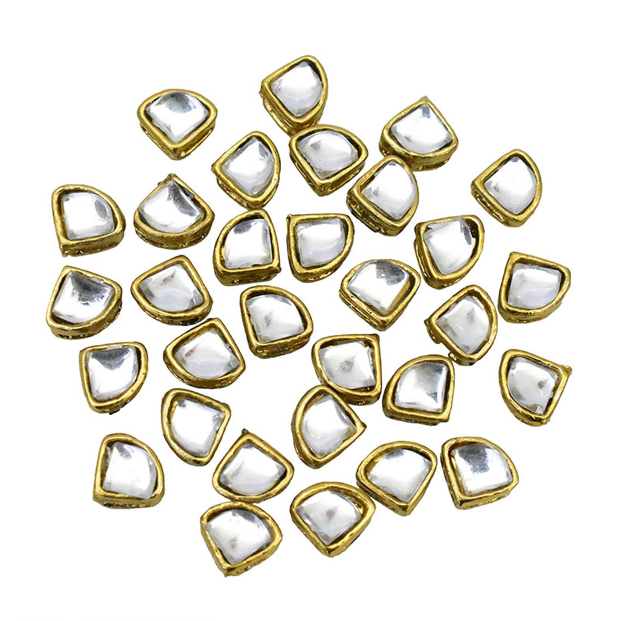 Sew on Flat Back Triangle Kundan Rhinestones in Setting for