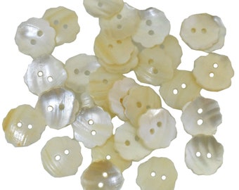 MOP Button lot Mother of Pearl Buttons vintage buttons craft buttons Sewing Buttons Flower Shape Double Hole MOP Button Cream-16MM(72Pieces)