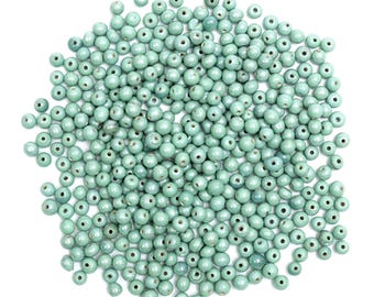 Ceramic Beads Round Greek Unglazed lustre Finish Spacer beads for making jewelry and Craft in Pale Green-3mm to 4mm(1620 Beads)