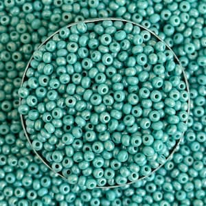 Seed Beads 11/0 Round Glass Seed Beads Loose Spacer Glazed Lustre Finish Seed beads for jewelry making and beading in Turquoise Color