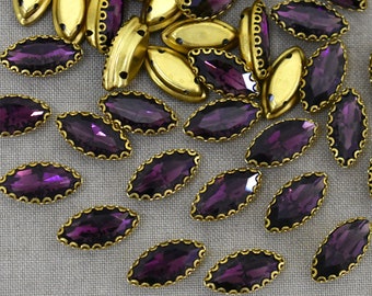 25 Pieces,Dark Purple Color  Sew on Glass Crystal Stone/Rhinestones Crystal beads/Sew On Rhinestone With Claw-Catcher Made of Brass