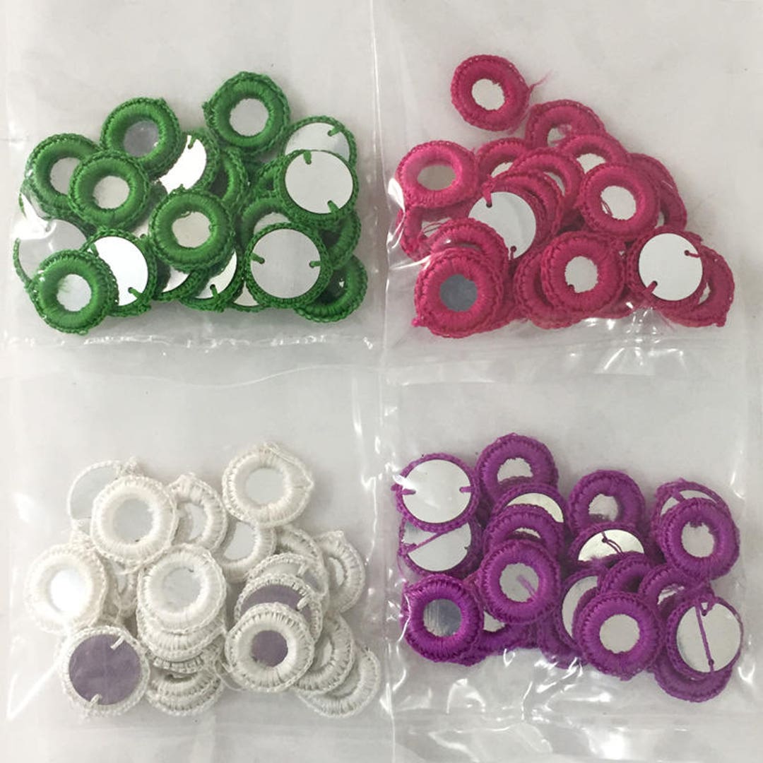 Crochet Thread Rings 4 Colour, 100 Pieces Crochet Thread Rings Combo Pack-25 Pieces of Each ...
