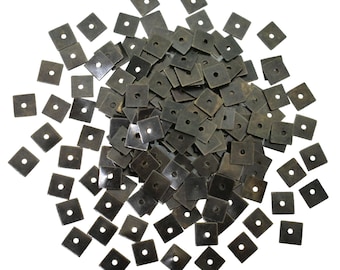 Metal Sequins Brass metal beads Square Shape Centre-Hole in Gunmetal Color Sequins Spangles Paillettes -6MM (100 Grams)