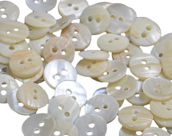 MOP Button lot Mother of Pearl Buttons vintage buttons craft buttons Sewing Buttons Round Double Hole MOP Button Cream-11MM(72Pieces)