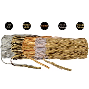 Ruban Gota tressé indien Gota ornement de dentelle du Rajasthan Passepoil Gota pour embellissement de tenues de mariée - 1 rouleau de 17 mètres (18,60 yards) - 0,8 cm