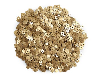 3MM/4MM/5MM/6MM/8MM, Square Shape Centre-Hole Metal Sequins in Antique Gold Color/Metal Beads/Metal Charms - EMBMS5418