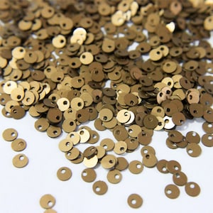 50 Grams!! Top Hole Khaki Colour Round Sequins-EMB4094