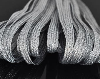 2Roll, 5MM Silver Color Metallic Soutache Braided Cord (15 Meter Per Roll)  -EMBBT5156